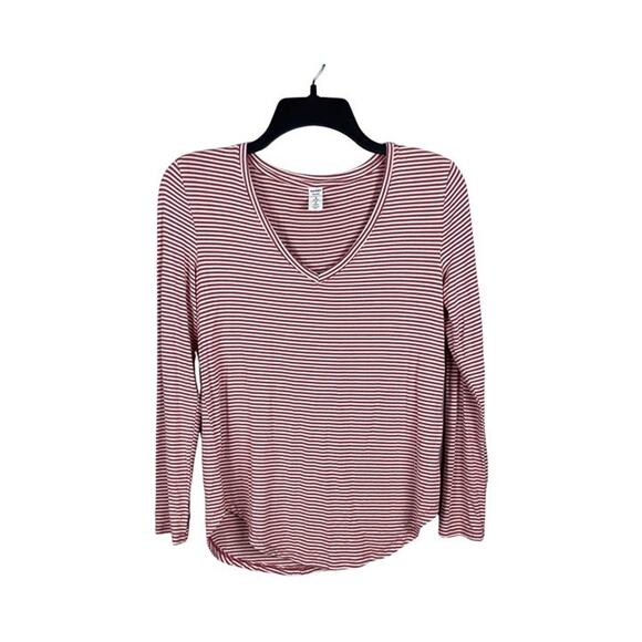 Old Navy Luxe V Neck Long Sleeve Striped Tee - Size Small Petite - Picture 1 of 3